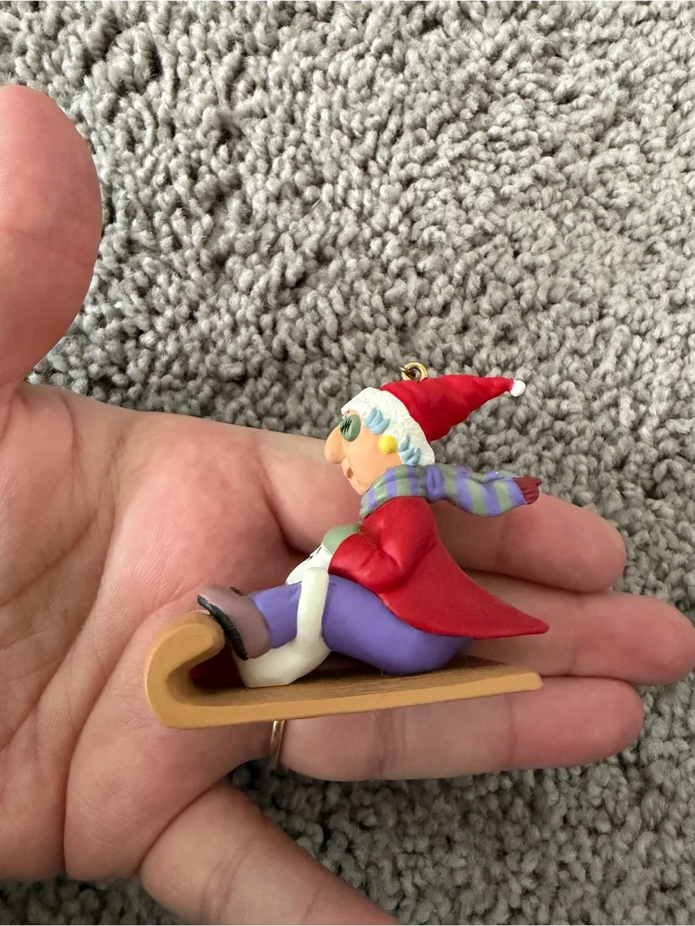 Vintage 1998 Hallmark Keepsake Maxine Sledding Christmas Ornament in Box